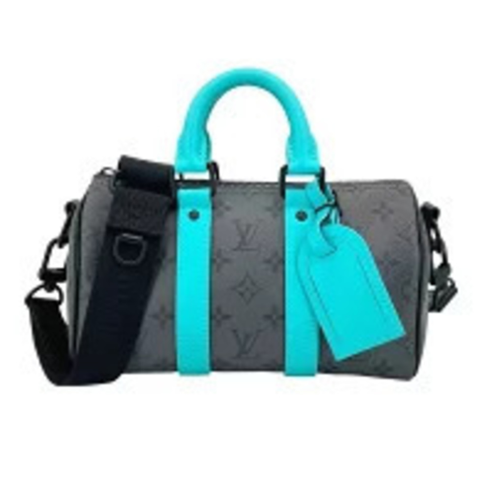 Louis Vuitton Keepall Bandouliere Shoulder Handbag Turquoise Blue Monogram
